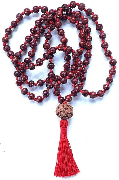 Rosewood Mala with 5 Mukhi Rudraksha | ARANYA Collection