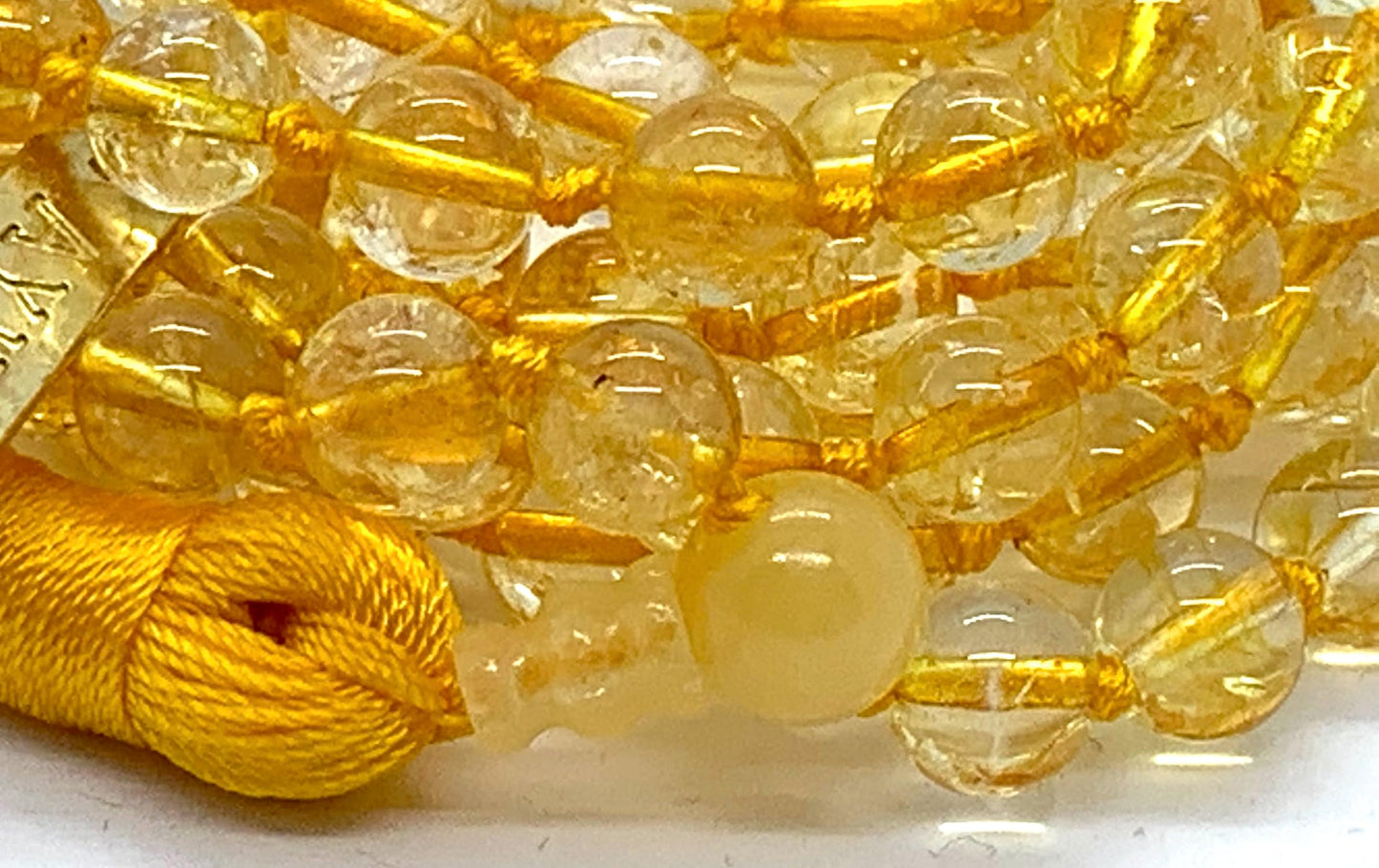 Citrine Mala Necklace, Hand Knotted 8mm High-Grade 108 Beads - November Birthstone, Sagittarius Jewelry, Root Chakra
