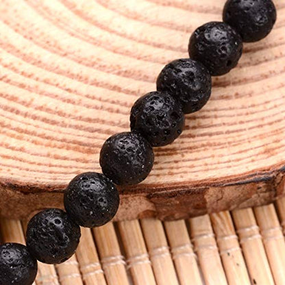 VULCAN Lava Stretch Bracelet with Om Charm | Grounding & Aromatherapy | 8mm