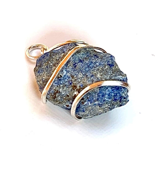 AWAKEN YOUR KUNDALINI Raw Lapis Lazuli Pendant, Third Eye Chakra, Aquarius Birthstone, Approx. 1-1.25 Inches