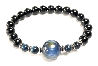 Black Tourmaline & Kyanite Stretch Bracelet | VESTA & ALIGN Collection