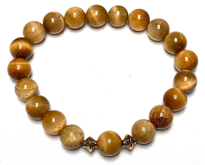 Golden Tiger's Eye Stretch Bracelet - November Birthstone for Scorpio - Solar Plexus Chakra