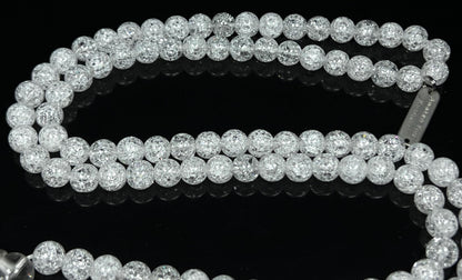Handmade Crackle Crystal Quartz Mala Necklace – 6mm & 8mm | 108 Beads | Crown Chakra & April Birthstone | Ethically Sourced