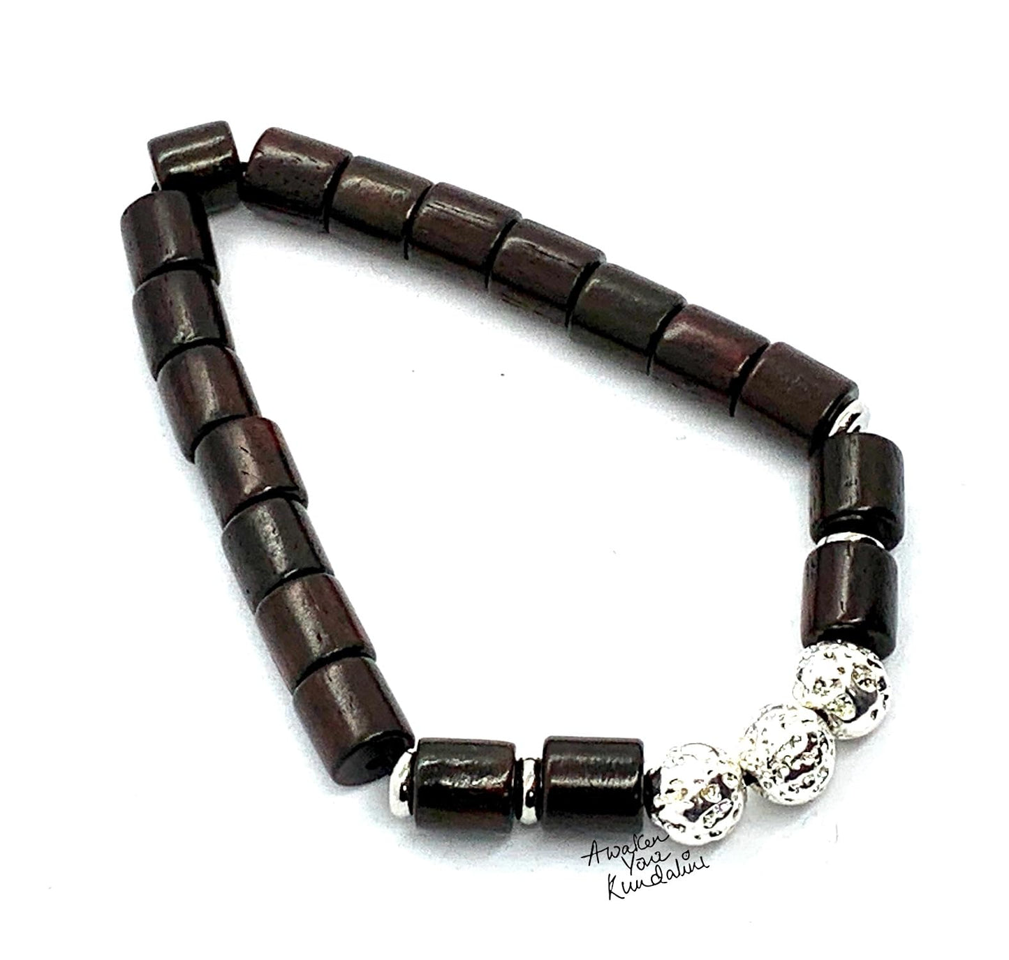 Rosewood & Lava Bracelet | Silver-Coated lava | VULCAN & ARANYA Collection