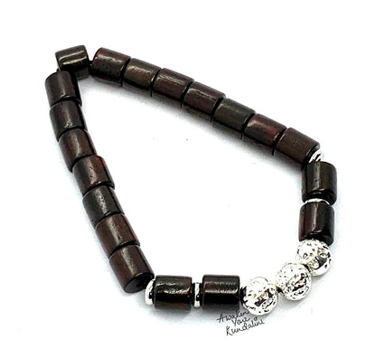Rosewood & Lava Bracelet | Silver-Coated lava | VULCAN & ARANYA Collection