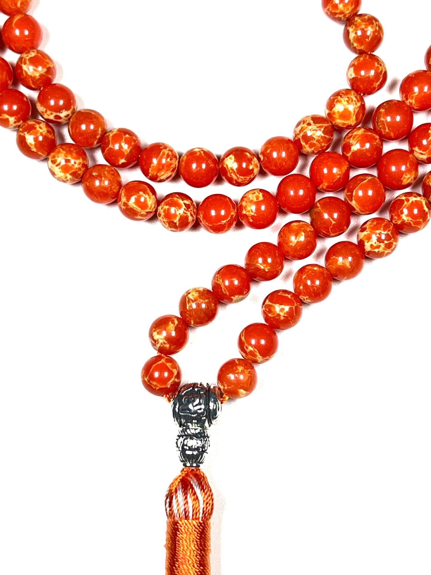 Sea Sediment Jasper Mala Beads Necklace