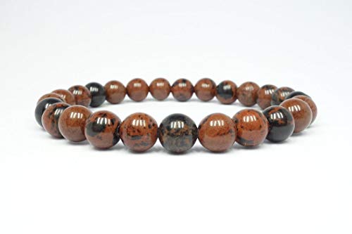 AWAKEN YOUR KUNDALINI Grounding Mahogany Obsidian Stretch Bracelet, Root Chakra, Capricorn Birthstone, 8mm Beads, 7.5 Inches