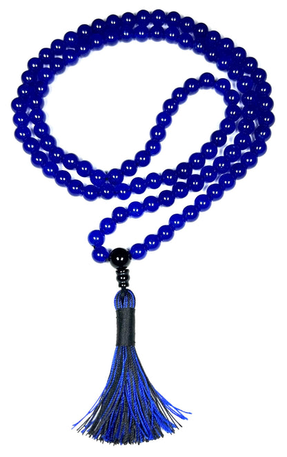 Handmade Agate Mala Beads Necklace with Black Onyx Guru Bead – 108 Beads – 8mm – Multicolor Options – Chakra Balancing & Zodiac Birthstone – Meditation Jewelry