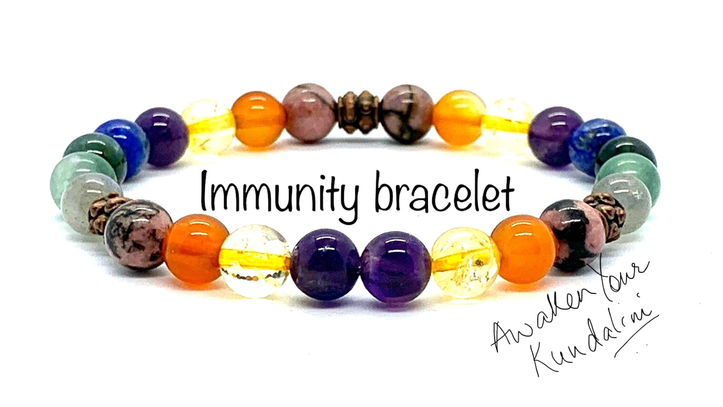 Harmony and Positivity Bracelet - Amethyst, Citrine, Moss Agate, Lapis Lazuli Bracelet (Calming 8mm Beads)