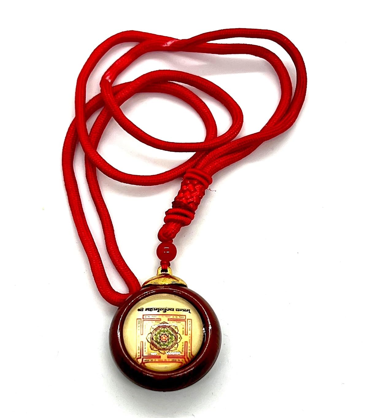 AWAKEN YOUR KUNDALINI Sri Yantra and Maha Mritunjaya Mahamrityunjay Yantra Kavach Locket, Dual Yantra Wooden Pendant