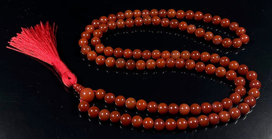 Red Carnelian Mala Necklace – Passion, Vitality & Emotional Courage | Sacral Chakra | VESTA Collection