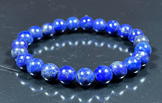 Blue Lapis Lazuli Stretch Bracelet - Throat Chakra Activation - Embrace Your Voice - 8mm Bead size