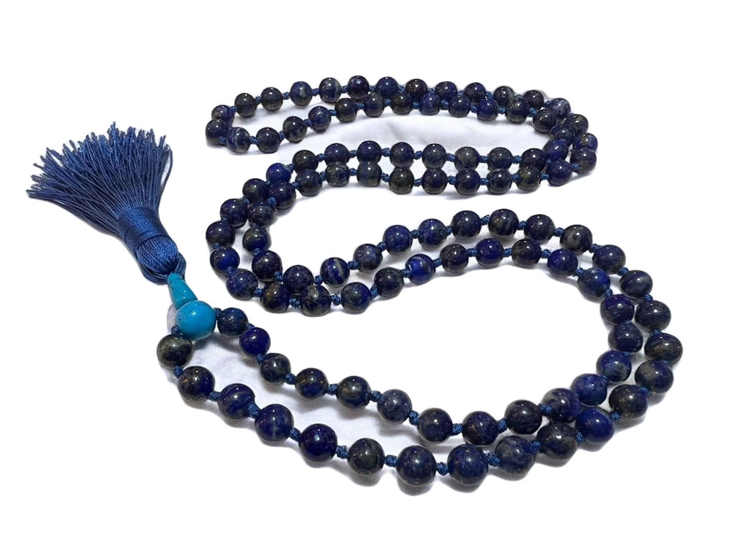 Lapis Lazuli & Turquoise Mala Necklace | Hand-Knotted 108 Beads | SATYA Collection