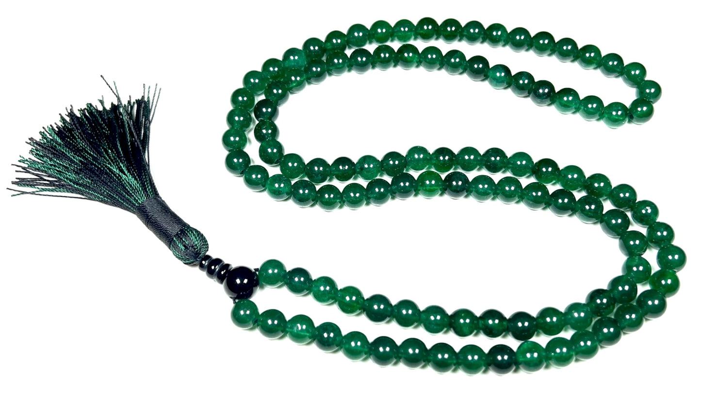 Handmade Agate Mala Beads Necklace with Black Onyx Guru Bead – 108 Beads – 8mm – Multicolor Options – Chakra Balancing & Zodiac Birthstone – Meditation Jewelry