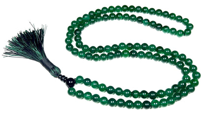Handmade Agate Mala Beads Necklace with Black Onyx Guru Bead – 108 Beads – 8mm – Multicolor Options – Chakra Balancing & Zodiac Birthstone – Meditation Jewelry