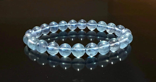 Serenity in Every Strand: Aquamarine Stretch Bracelet - March Birthstone, Pisces Astrological Sign, Throat Chakra