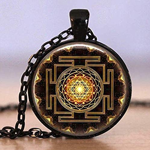 Sri Yantra Yantram Kavach Pendant 1" Inch - 11000 Mantra Energized Sacred Golden Polished hollowed Sri Yantra Pendant Necklace jewelry