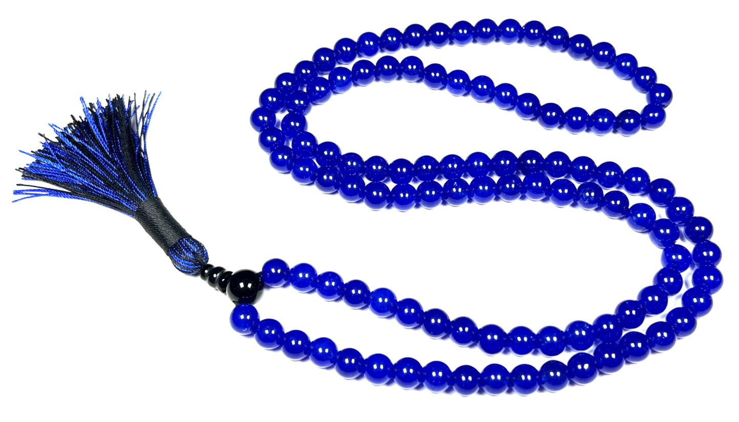 Handmade Agate Mala Beads Necklace with Black Onyx Guru Bead – 108 Beads – 8mm – Multicolor Options – Chakra Balancing & Zodiac Birthstone – Meditation Jewelry