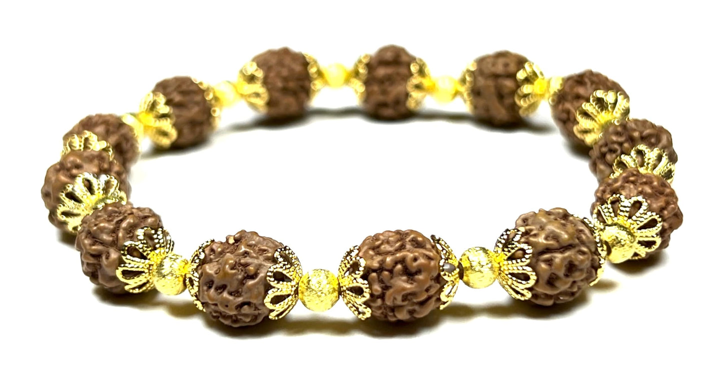 AWAKEN YOUR KUNDALINI Gorgeous Rudraksha Rudraksh Stretch Bracelet - Universal Birthstone & Root Chakra Balance