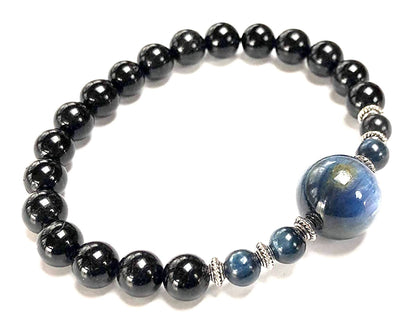 Black Tourmaline & Kyanite Stretch Bracelet | VESTA & ALIGN Collection