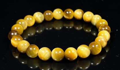 Tiger's Eye Stretch Bracelet – 8mm Beads – Multicolor Options – Solar Plexus Chakra & Zodiac Birthstones – Meditation Jewelry