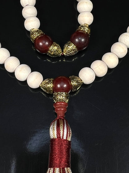 Rosewood & Tulsi Half Mala Necklace | 54+1 Beads | ARANYA Collection