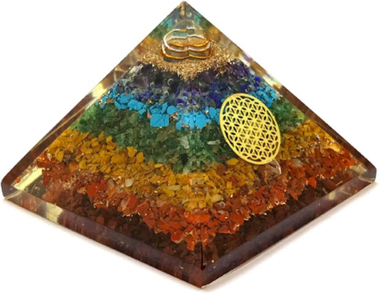 7 Chakra Orgonite Pyramid | 2-Inch Energy Harmonizer | TATTVA Collection