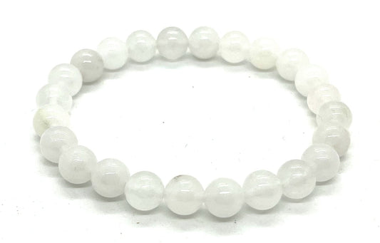 Handmade White Jade Stretch Bracelet - Energize Your Spirit - 8mm Beads