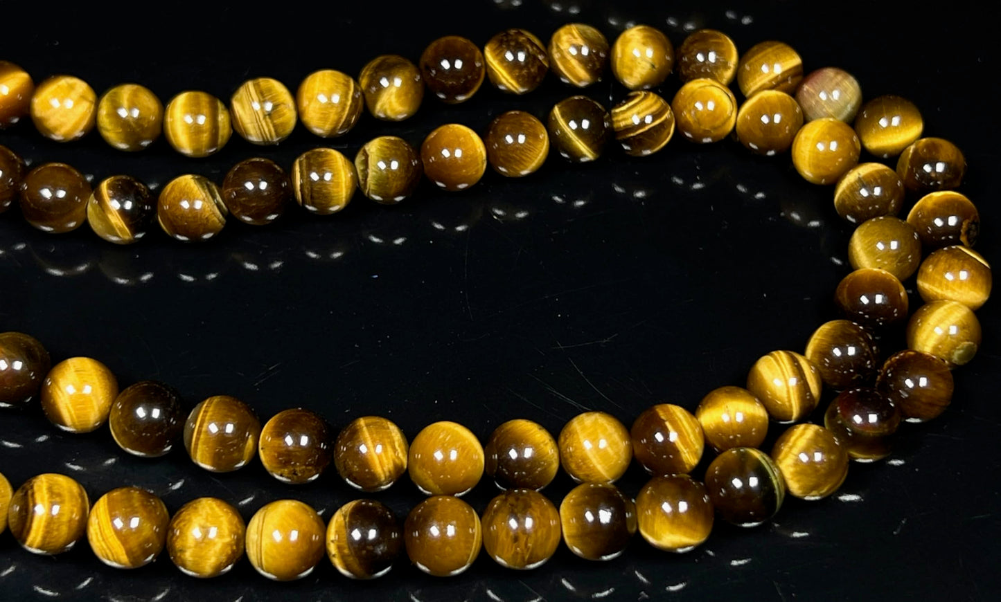 Handmade Tiger's Eye Mala Beads Necklace – 8mm 108 Beads – Multicolor Options – Solar Plexus Chakra & Zodiac Birthstones – Meditation Jewelry