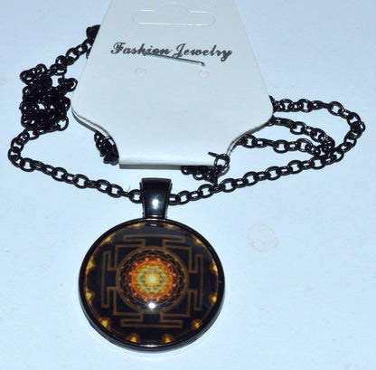 Sri Yantra Yantram Kavach Pendant 1" Inch - 11000 Mantra Energized Sacred Golden Polished hollowed Sri Yantra Pendant Necklace jewelry