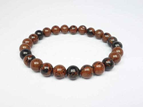 AWAKEN YOUR KUNDALINI Grounding Mahogany Obsidian Stretch Bracelet, Root Chakra, Capricorn Birthstone, 8mm Beads, 7.5 Inches