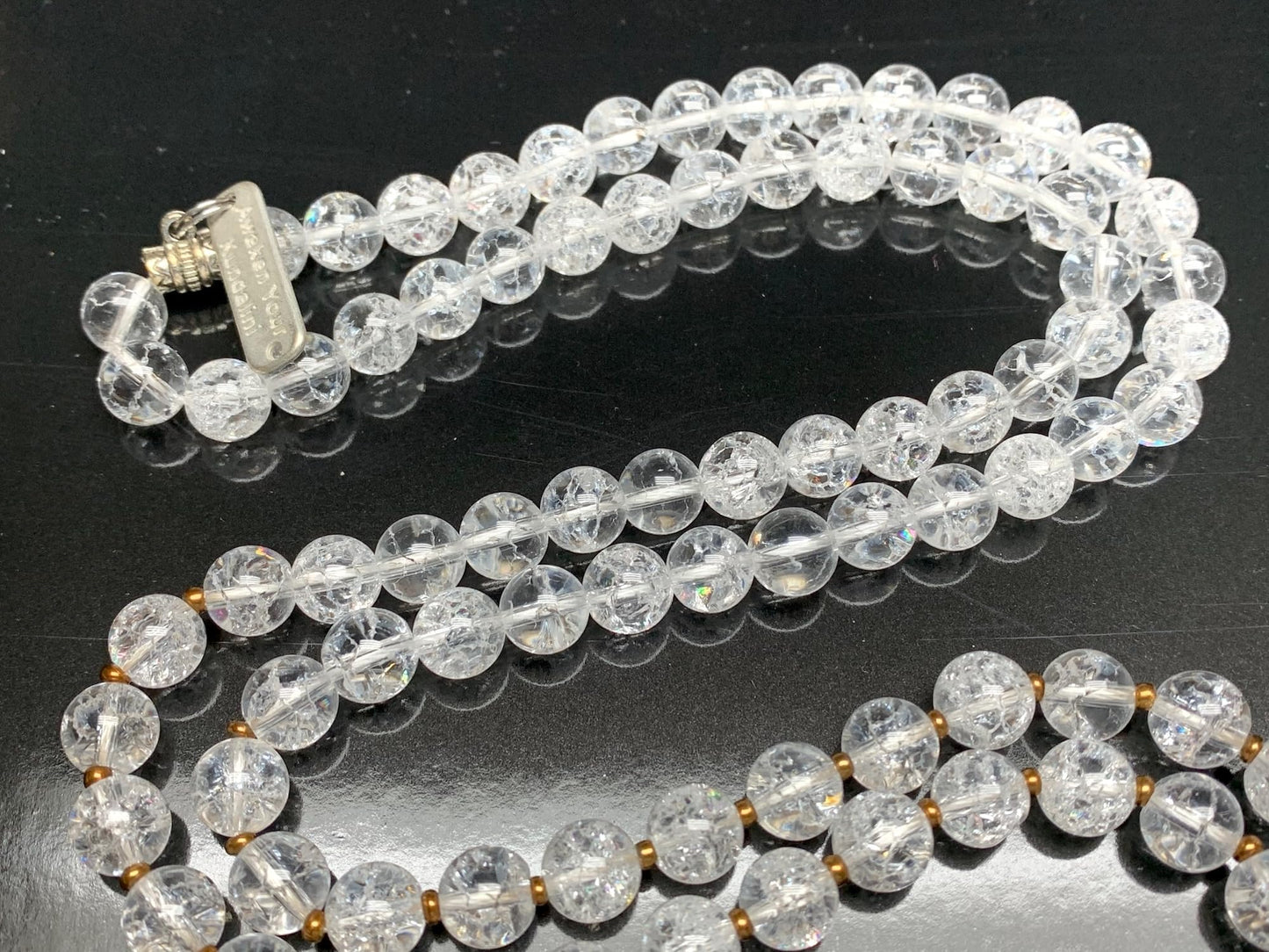 Nirvana Crystal Quartz Mala Beads Necklace – 8mm 108 Beads – Crown Chakra & All Zodiac Birthstones – Meditation Jewelry