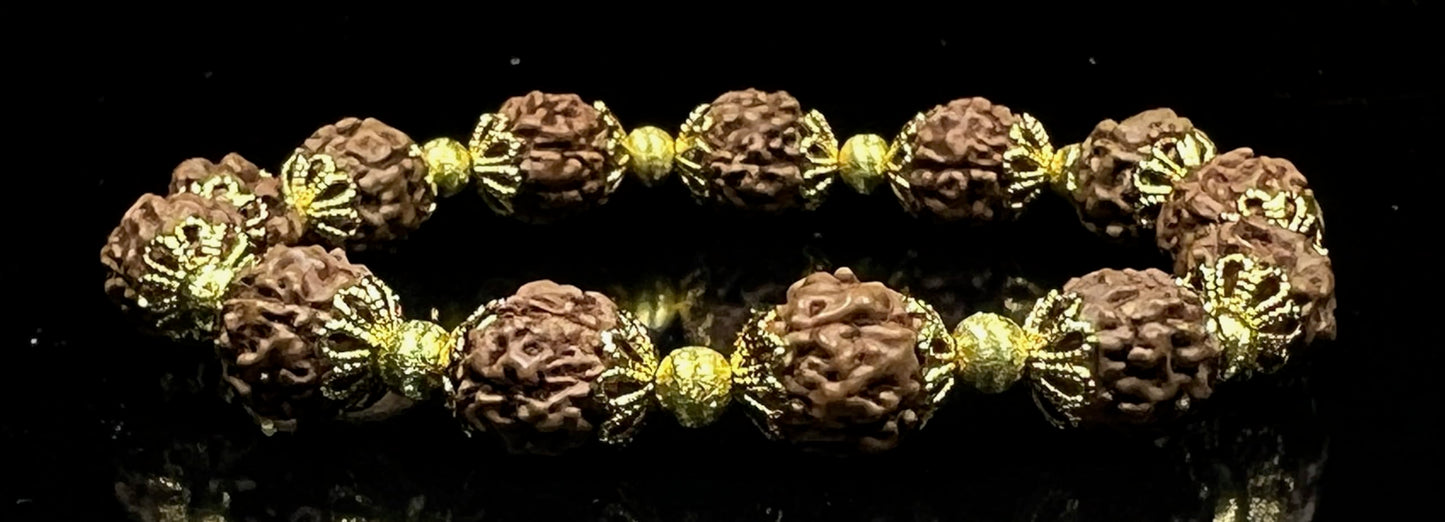 AWAKEN YOUR KUNDALINI Gorgeous Rudraksha Rudraksh Stretch Bracelet - Universal Birthstone & Root Chakra Balance