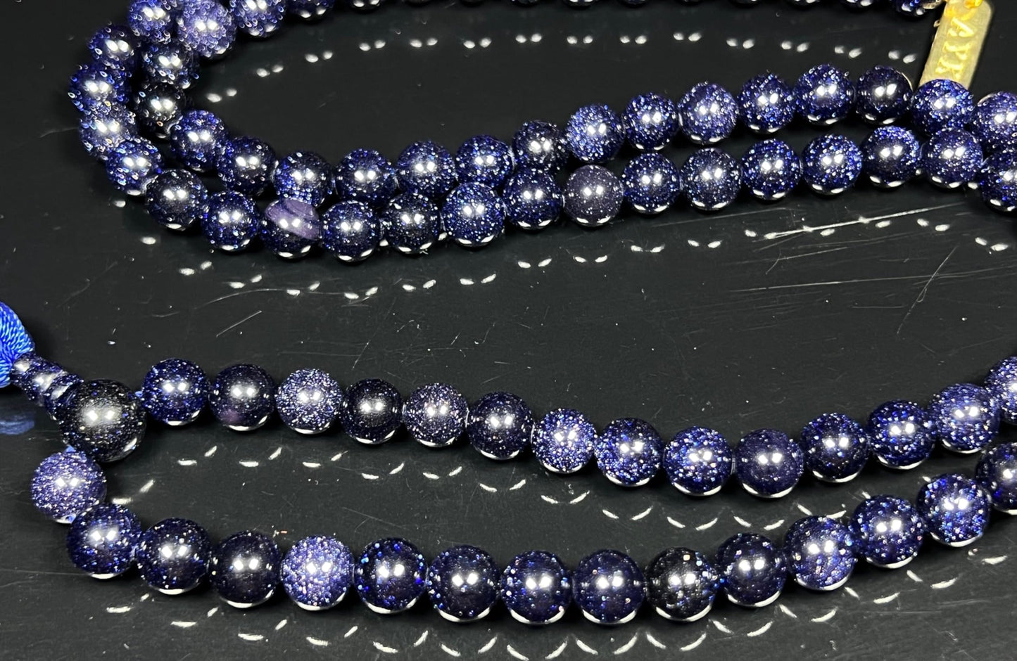 Blue Goldstone Mala Necklace | 108 Beads for Throat Chakra | TARA Collection