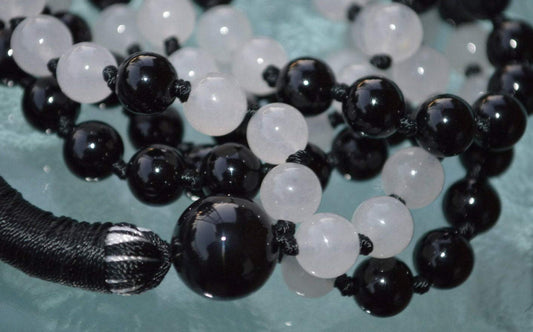 Tourmaline & Moonstone Mala Necklace | Hand-Knotted | VESTA & SHASHI Collections