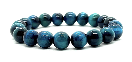 Tiger's Eye Stretch Bracelet, 10mm Beads, Sagittarius Birthstone, Throat Chakra Healing, 7.5 Inch Wrist Size, Crystal for Jupiter Rertrograde