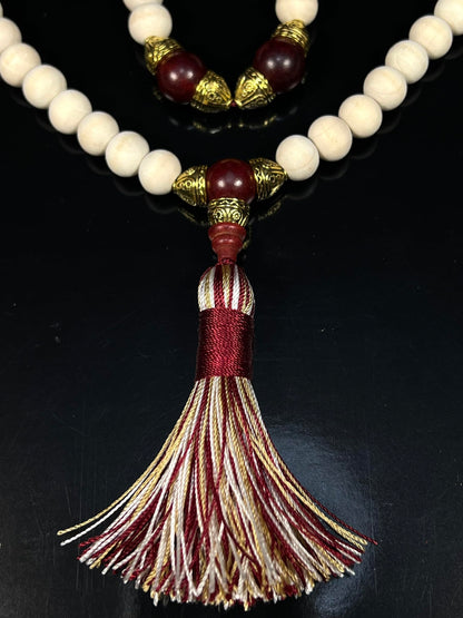 Rosewood & Tulsi Half Mala Necklace | 54+1 Beads | ARANYA Collection