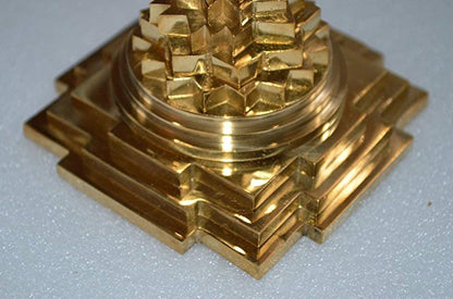 AWAKEN YOUR KUNDALINI Sri Meru Yantra, Shree Chakra Maha Meru in Brass Size 3" Inch - Spiritual Powers, Vaastu Dosh, Prosperity - 3D