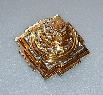 AWAKEN YOUR KUNDALINI Sri Yantra, Meru Yantra, Sri Chakra in Brass Size 2" Inch - Spiritual Powers, Vaastu Dosh, Prosperity - 3D