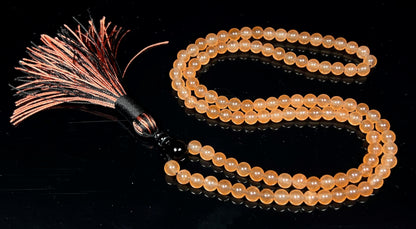 Yellow Agate Mala Beads Necklace – 6mm 108 Beads – Solar Plexus Chakra & Leo Birthstone – Spiritual Jewelry