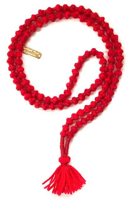 Hand Knotted Wool Mala Beads Necklace – Bead Size 7-8mm | 108 Beads | 7 Chakra Colors | Root to Crown Energy | Ethical & Lightweight