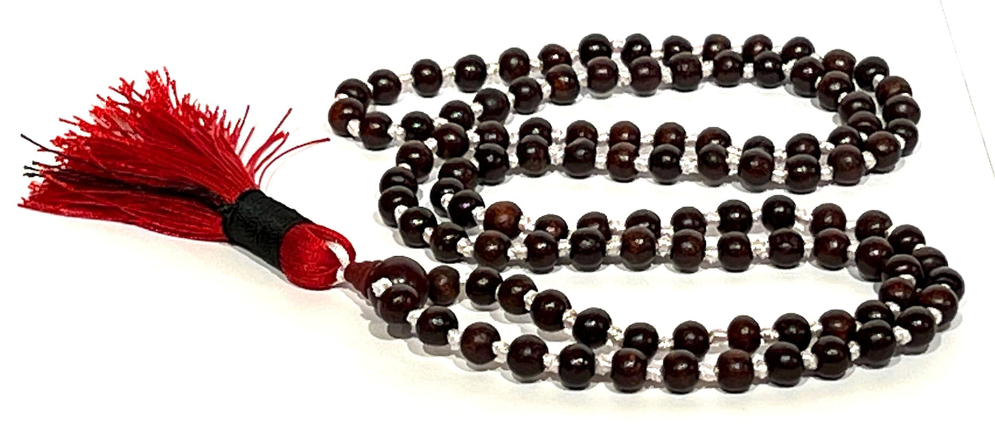 Rosewood Hand-Knotted Mala Necklace | 108 Beads | ARANYA Collection