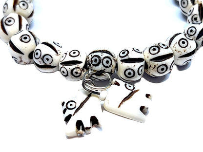 AWAKEN YOUR KUNDALINI Tibetan Yak Bone Yakbone Om Healing Bracelet (7"-8" Wrist, 10mm Beads) - Embrace Harmony & Inner Peace