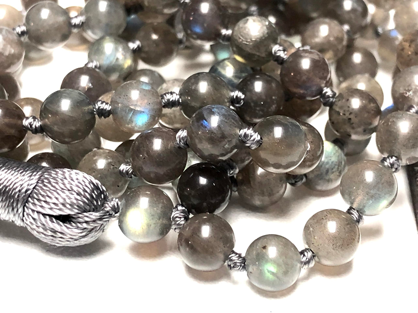 Labradorite Mala Necklace | 108 Beads Hand-Knotted | VAAK & ALOKA Collections