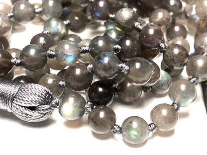 Labradorite Mala Necklace | 108 Beads Hand-Knotted | VAAK & ALOKA Collections