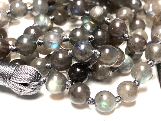 Labradorite Mala Necklace | 108 Beads Hand-Knotted | VAAK & ALOKA Collections