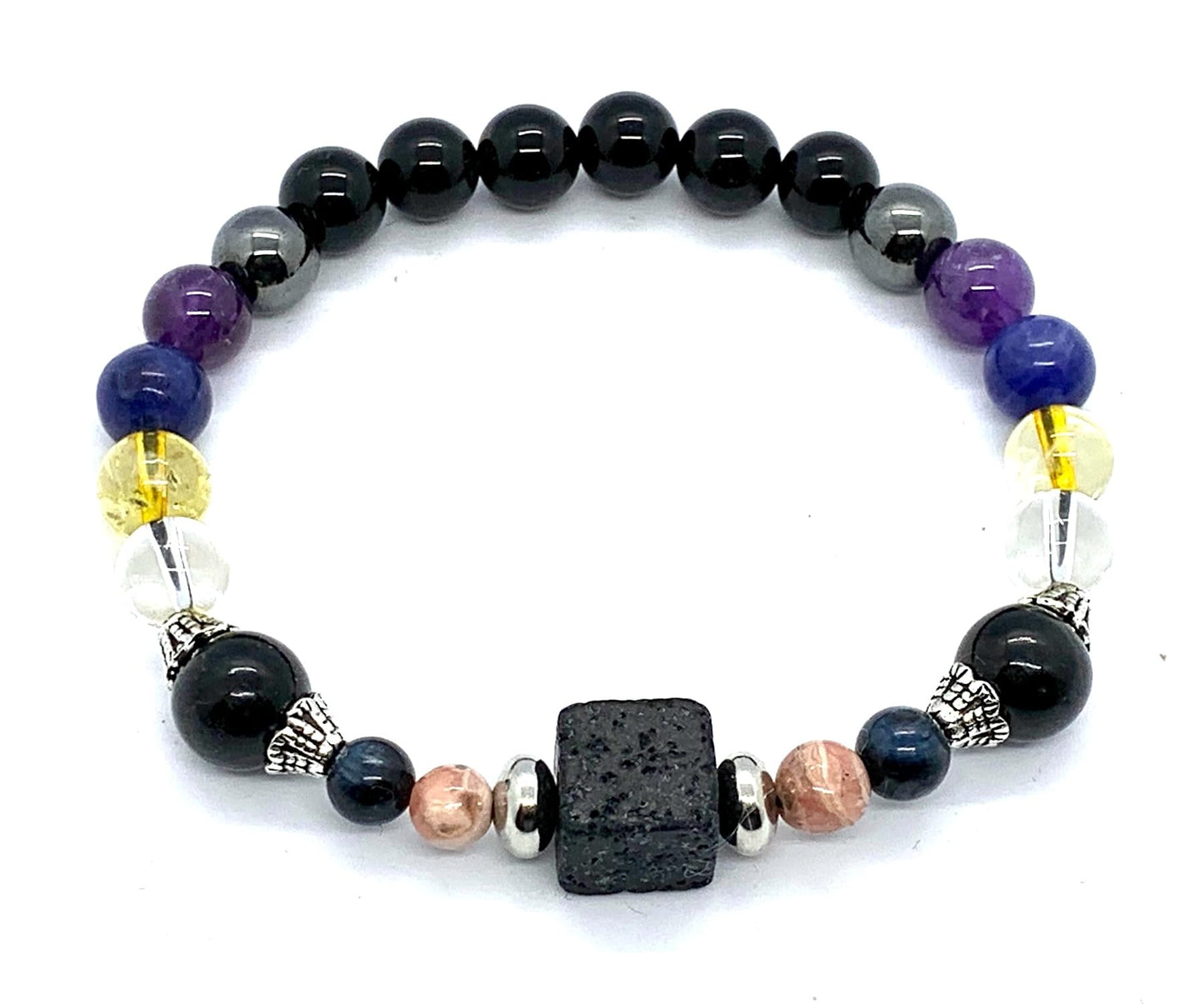 Saturn Retrograde Stretch Bracelet - Empath Jewelry with Black Tourmaline, Lapis Lazuli, and Crystal Quartz – Universal Birthstone - For Shani Dosha Sade Sati