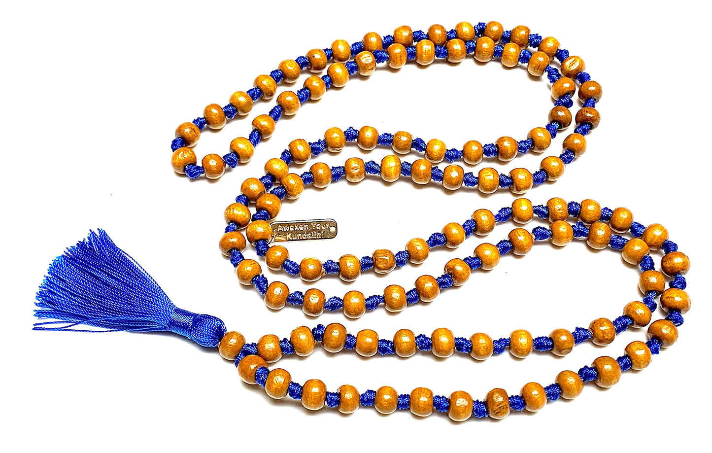 Awaken Your Kundalini Tulsi mala beads necklace hand knotted mala holy basil beads 8 mm 108 Buddhist prayer beads 7 Chakra mala colors - w/Velvet mala pouch (SIXTH BROW CHAKRA)