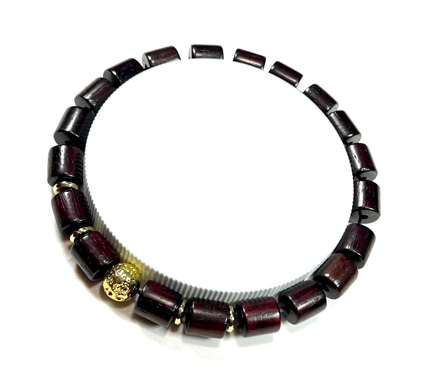 Rosewood & Lava Beaded Stretch Bracelet | ARANYA Collection