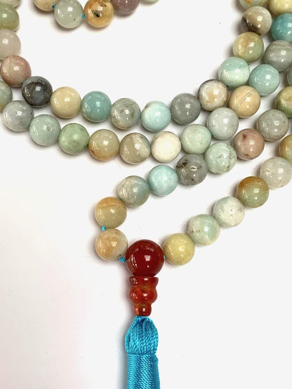 Amazonite Mala Necklace - Embrace Harmony & Communication - Gemini & Virgo Birthstone - Throat & Heart Chakra